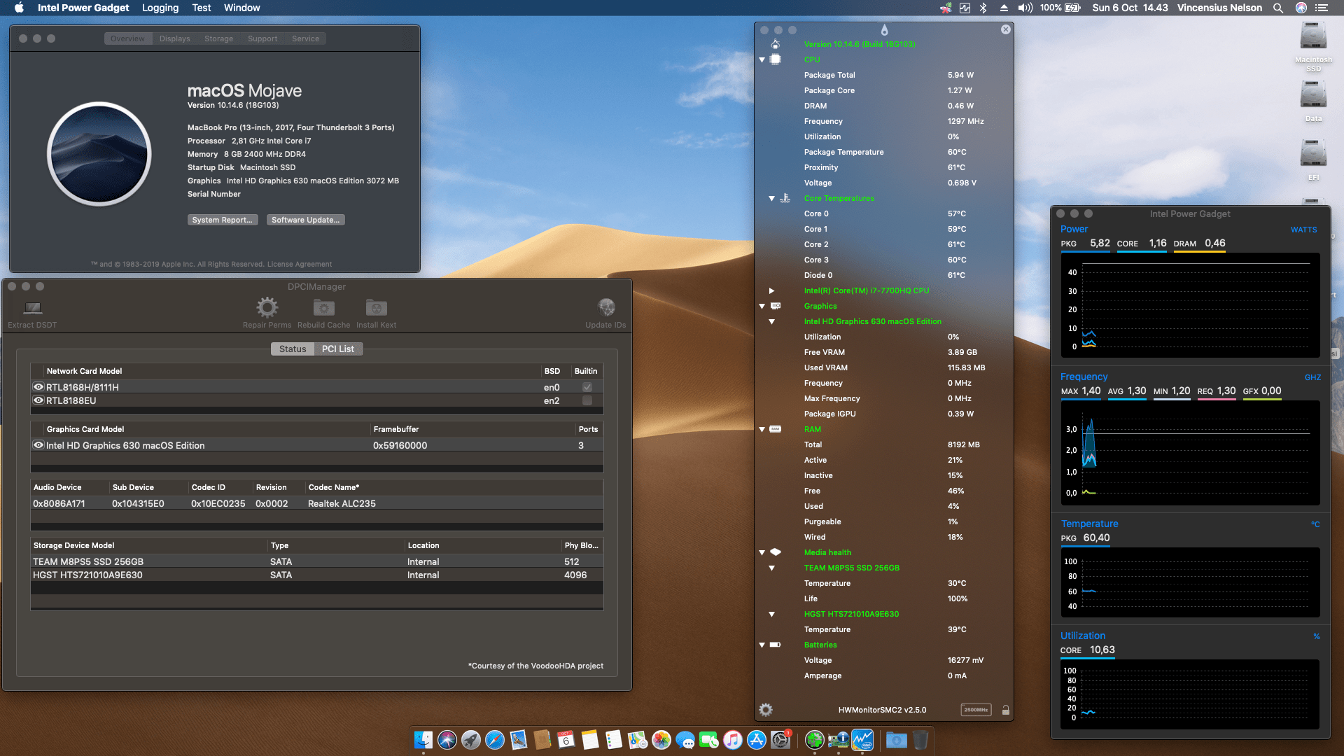 Success Hackintosh macOS Mojave 10.14.6 Build 18G103 at Asus ROG GL553VD-FY280